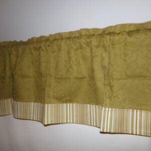 Olive Green with Stripe Farmhouse Country Valance